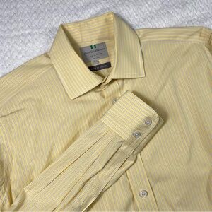 Harvie & Hudson Yellow And White Striped Long Sleeve Dress Shirt Size 16.5